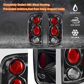 Nixon Offroad Tail Lights for Toyota Tacoma 2001 2002 2003 2004 Tail Lamps Rear Lights Car Rear Lamps Assembly Replacement 1Pair (Matte Black Housing/Clear Lens)