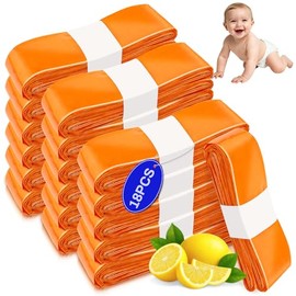 Pack of 18 Nappy Bin Refill Cassettes, 4.5 m Refill Film Nappy Bags, Odour-Proof Thickened, Compatible with Nappy Bins and Cat Litter Buckets, Orange