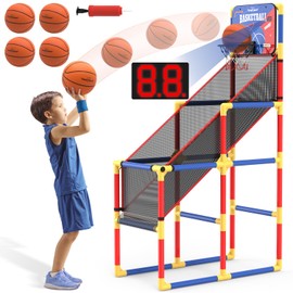 Kids Arcade Basketball Game with Electronic Scoreboard and Cheer Sounds, Indoor Outdoor Basketball Hoop with 4 Balls, Game Toy Gift for Ages 3-12 Boys and Girls