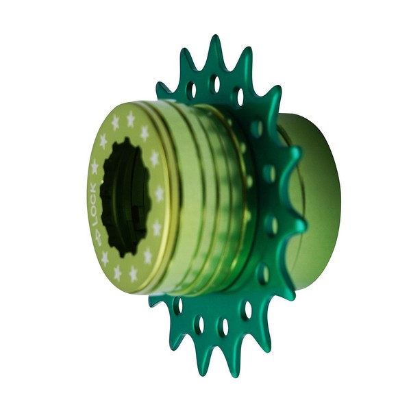 Bike Single Speed Fixie Cassette Conversion Kit Compatable Shimano 16T Colors (Green)