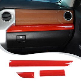 LLKUANG Central Control Dashboard Panel Decorative Panel Cover Compatible with Toyota Tundra 2014-2021 ABS Car Dash Panel Protective Panel Molding Accessories (Red)