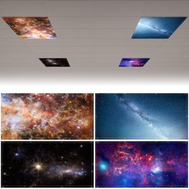 4 Pack Fluorescent Light Covers for Ceiling Lights - Magnetic Fluorescent Light Covers for Classroom Office Home, 4 x 2 Feet Ceiling Light Diffuser Sheet, Ceiling Light Cover Replacement (Galaxy)