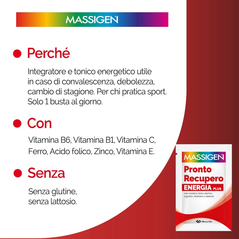 Massigen - Pronto Recupero Energia Plus, Integratore Tonico Energetico con