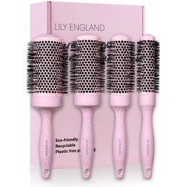 Round Brush Set for Women - Round Barrel Hairbrush for Blow Drying - Blow Dry Brush - Eco Sustainable Gift by Lily England (Pink)