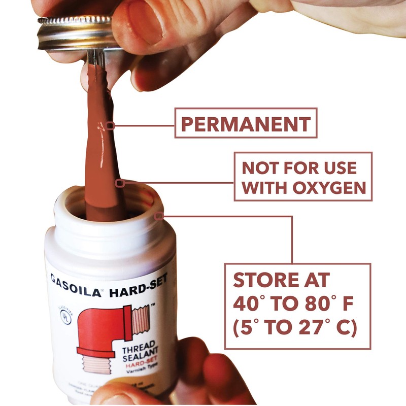 Gasoila Hard-Setting Permanent Thread Sealant, Fast-Drying Red Varnish Sealant for