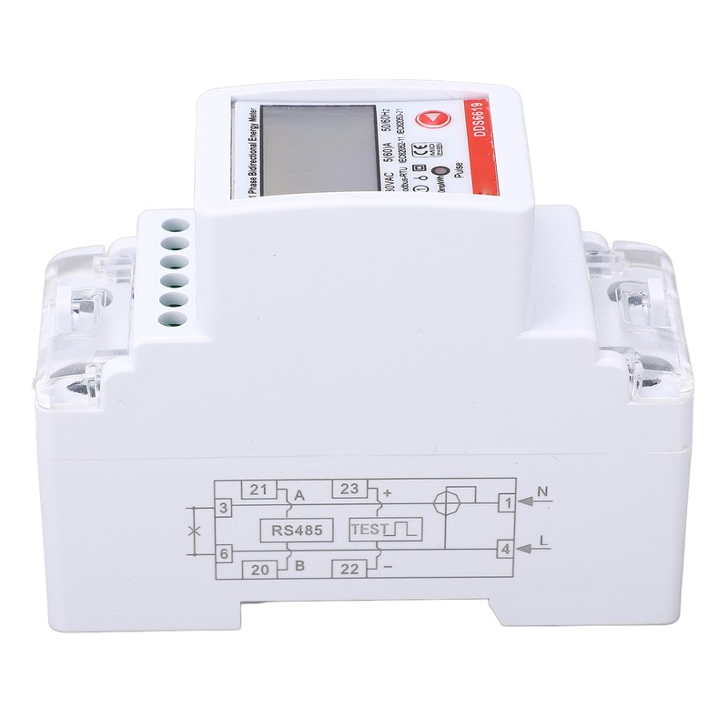 Single Phase Energy Meter Bidirectional Metering 2P DIN Rail Mount