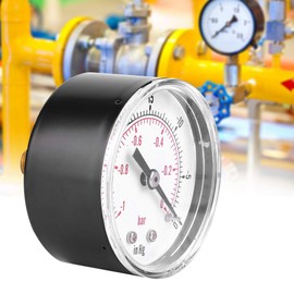 Vacuum gauge, 1/8 BSPT back connection vacuum gauge, -1-0 bar, -30-0 inHg, air water oil gas pressure gauge, 50 mm dial gauge, for air compressor, water, oil, gas