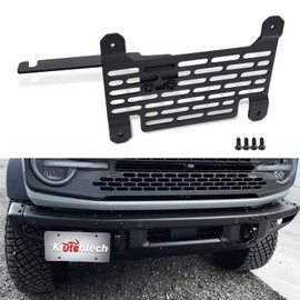 Klutchtech Bronco License Plate Holder 2021-2024, Front Plate Frame for Modular Steel Bumper Compatible with Bronco Accessories 2024-2021 6th Gen. Durable and Stylish License Plate Mount