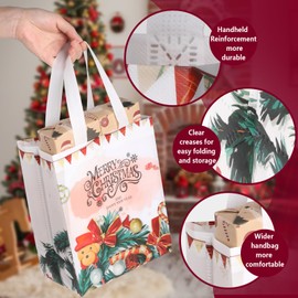 Hianjoo Christmas Gift Bags with Handles, Pack of 8, Christmas Bag for Filling, Reusable Christmas Gift Bags, Multifunctional Non-Woven Bags for Christmas Decoration Packaging