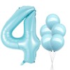 40 Inch Light Blue Number 4 with Latex Balloons, Large