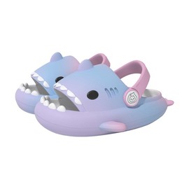 Lanivic Boys Girls Shark Shower and Bathing Shoes Funny Summer Slippers Non-Slip Mules Children's Bath Slippers Beach Shark Slippers, 3 purple, blue, pink