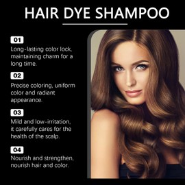 Hair Dye Shampoo for Quick and Natural Colour Coverage - Grey Hair Colouring Shampoo for Women & Men, with Natural Ingredients, Easy to Use (Brown, 200 ml)