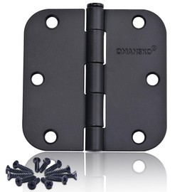 24 Pack Black Door Hinges, 3.5 x 3.5 Inch Black Hinges for Interior Doors 3 1/2 Inch Door Hinges for Residential Doors, 5/8'' Radius Corners