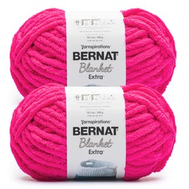 Bernat Blanket Extra Bright Pink Yarn - 2 Pack of 300g/10.5 oz - 100% Polyester - #7 Jumbo - 97 Yards - Knitting/Crochet