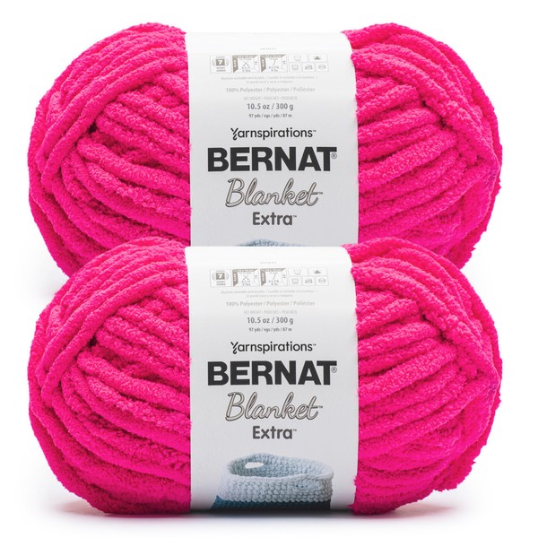 Bernat Blanket Extra Bright Pink Yarn - 2 Pack of