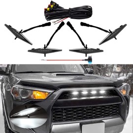 MEALAM White LED Lights 4PCS Front Grille Raptor Lamps Car Accessories with Harness and Fuse, Compatible with 2014-2019 Toyotaa 4Runner SR5, TRD Off-road, Limited, TRO Pro, 2014-2021 TRD Pro