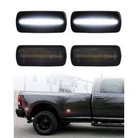 PWOBVZ White Side Marker Lights Compatible for 2010-2018 Dodge Ram 2500 3500, Double Wheel Front Rear Side Marker Fender Lamp, Dually LED Smoked Lens 4PCS