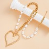 Y2k Heart Necklace for Women Chunky Silver Love Pearl Choker