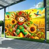 HOMETITUTE Fall Thanksgiving Banner Autumn Scarecrow Sunflower Party Backdrop Banner