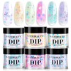 AZUREBEAUTY Dip Powder Nail Set, 6 Colors Pink Purple Green Glitter Cheese Colors Natural Dipping Powder Starter Spring Kit, French Nail Art Manicure DIY Salon, No Need Nail Lamp Cured