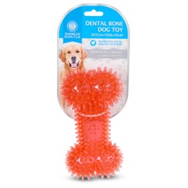 AMERICAN KENNEL CLUB AKC Candy Color TPR Dental Dog Toy – Spiked Squeaky Ball, Ring, or Bone – Vanilla Scented – Promotes Healthy Teeth & Gums – Assorted Colors