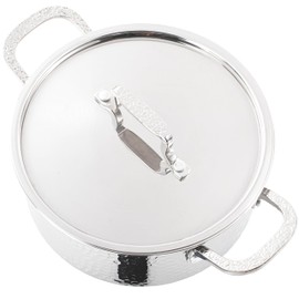 Vivicreate Tri-Ply Stainless Steel Stockpot – Deep Cooking Pot with Hammered Exterior, Compatible with All Stovetops, Even Heat Distribution, Durable Cookware for Soups, Stews, and More（7QT）