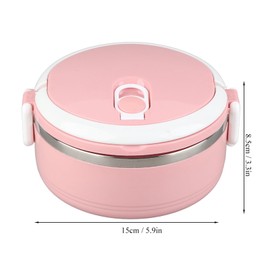 Acero inoxidable portátil con aislamiento térmico Noddles Rice Box Lunch Contenedor de comida de una capa, rosa