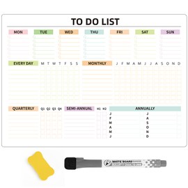 To Do List Planner Dry Erase Magnetic Schedules Chores Plan Whiteboard for Refrigerator-Daily Weekly and Monthly To Do List Checklist Planner Board for School, Home, Office