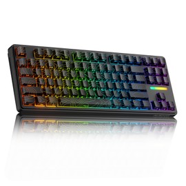 AUSDOM Wireless Mechanical Gaming Keyboard: 10000mAh Battery Tri-Mode 2.4G/BT5.3/USB-C Hot Swappable Custom Keyboard with RGB Backlit, Side Printed PBT Keycaps, 15-Layer Gasket Structure, Topographic
