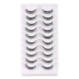 10 Pairs False Eyelashes, Natural Look Short Eyelashes, Cat Eyes, Faint Faux Mink Lashes, Soft 3D Fake Eyelashes (7031)