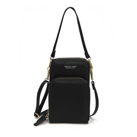 PORRASSO Touch Screen Crossbody Phone Bag Women Shoulder Bag PU Phone Purse Fashion Satchel Wristlet Bag Wallet for Dating Shopping Traveling Black