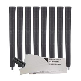 Majek Golf Club Grip and Kit- Super Jumbo Arthritic Extra Large Tour 360 Degree Black - NO LOGO - Round .600 XL For Tall Golfers with Big Hands - Premium Rubber Golf Grip - 8 Grips, Tape, Clamp