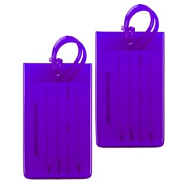 2 Packs Colorful Flexible Travel Luggage Tags for Baggage Bags/Suitcases - Name ID Labels Set for Travel - Purple