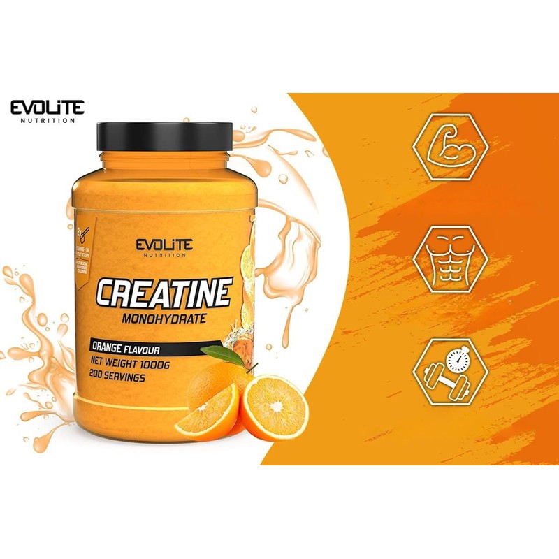 EVOLITE NUTRITION Creatin Monohydrat 1kg - Taurin Kreatin Pulver, Pre