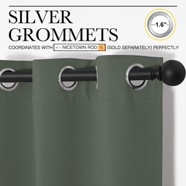 NICETOWN Room Darkening Curtain Panels - Toddler Boy Bedroom Drapes with Grommet Top, Energy Smart Window Treatment Curtains(Dark Mallard, 42 inches W x 95 inches L, 2 Panels)