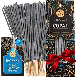 Copal Incense Sticks Smudge Kit (70 pcs) — White Copal Spiritual Incense — 1-Hour Burning Copal Mayan Incense for Bad Energy Spiritual Cleansing Kit — 100% Pure Copal Resin Day of The Dead Incense