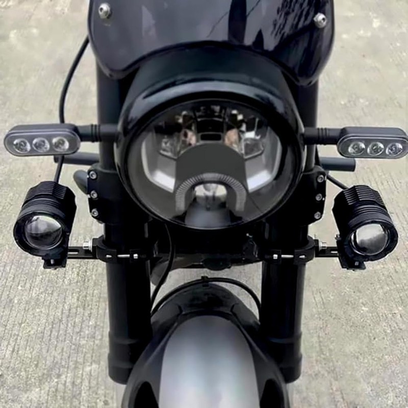 HQTS 2 Pieces Motorcycle Headlight Mounts Adjustable Motorcycle Headlight Bracket