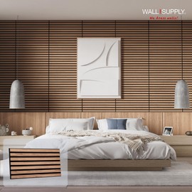 Wall!Supply UltrAcoustic Walnut Finish 3D Acoustic Wall Panels - Home Decor Wallpaper Alterantive for Living Room, Bedroom, and Office - Easy Installation Soundproof DIY Room Decor-6 Pack 10.87 Sq Ft