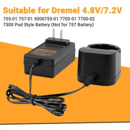 Shentec 4.8V/7.2V Ni-MH and Ni-Cd Charger Compatible with Dremel 755-01 757-01 5000755-01 7700-01 7700-02 7300 Pod Style Battery (Not for 757 Battery)