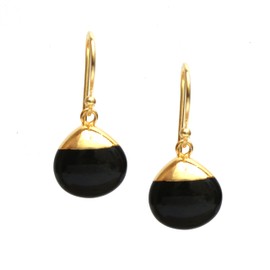 Gempires Natural Golden Obsidian Hook Earring, Pear Drop Earrings for Women, Obsidian Jewellery, Gift for Sister, 14k Gold Plated