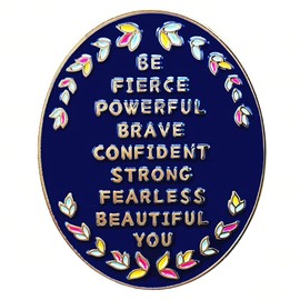Ficsowy Be Fierce Powerful Brave Confident Strong Fearless Beautiful You Enamel Pin, Feminist Girl Power Motivational Jewelry Brooch, Medium, Zinc, no gemstone