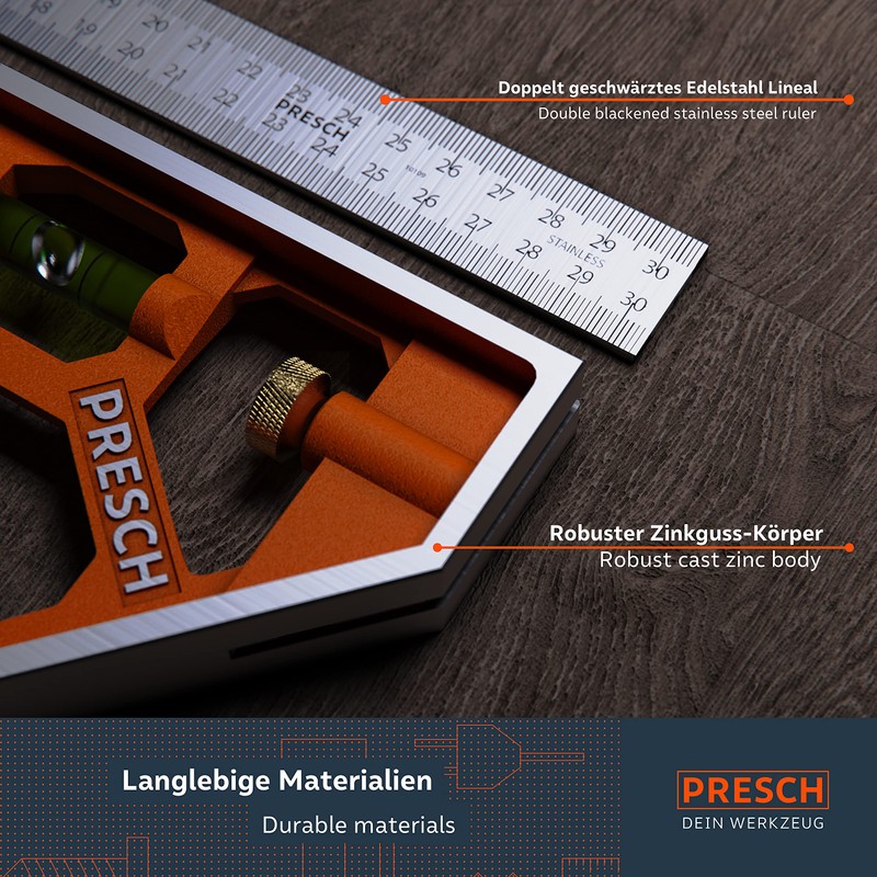Presch Combination Square 300mm Metric – Accurate Carpentry Square made