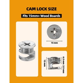 YaaYii Cam Locks for Furniture 20 PCs, 15 x 11.5mm Furniture Cam Lock Fasteners Compitable with IKEA Hardware Parts, Eccentric Wheels Repair Spare Parts Nut & Bolt Assortment Sets