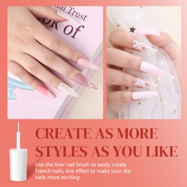 Aokitec 5*15ml Dip Powder Liquid Set, 13PCS Nail Dip Liquid Kit with Bond Dip Base Activator Glossy Top Coat Brush Saver for Dip Nail Art Equip with Basic Nail Tools for Salon Home DIY French Manicure