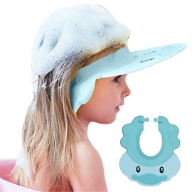 iTYOOS 1 Pack Kid Shampoo Cap, Adjustable Baby Shower Hat, Hair Washing Shampoo Shield, Baby Shower Cap, Shampoo Shield, Kids Hair Washing Shield, for Toddlers, Infant Over 8 Month Cute Duck(Blue)