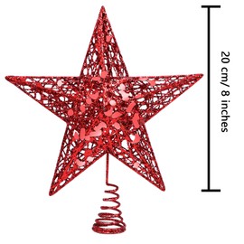 URATOT Decoración para árbol de Navidad con purpurina para árbol de Navidad de metal para decoración del hogar de Navidad (8 pulgadas, rojo)
