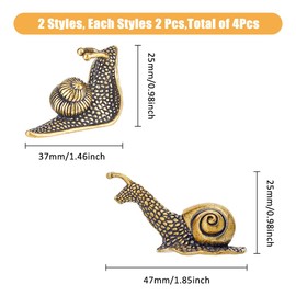 SUPERFINDINGS 4Pcs 2Styles Brass Snail Figurines Snail Small Statue Mini Vintage Snail Ornaments Antique Bronze Snail Decor for Home Offices Desktop Garden Yard Decoration