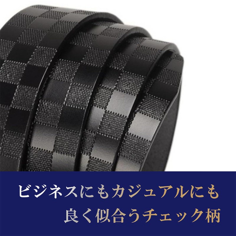ASPALAND Men's Checkered Cow Leather Belt, Business and Casual, Belt