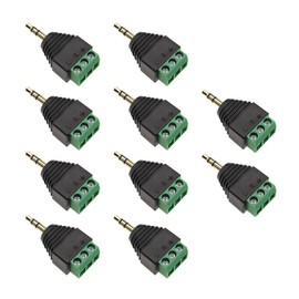 EMSea 3.5mm 3 Pole Stereo Male Plug to AV 3-Screw Terminal Block Female Solderless Adapter for Headphone Microphone Pack of 10