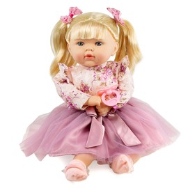 Bibi Doll 18" Realistic Baby Doll With Hair In Pink Outfit, Sounds And Dummy - Real Life Baby Dolls For Girls And Boys - Lifelike Baby Doll Talking Doll Interactive Doll Soft Body Baby Doll (Rosie)